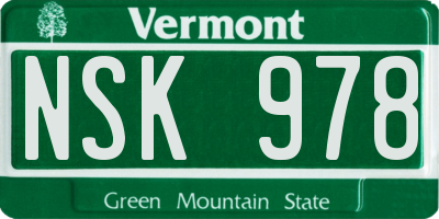 VT license plate NSK978