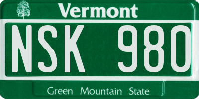 VT license plate NSK980