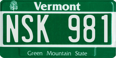 VT license plate NSK981
