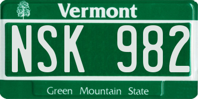 VT license plate NSK982