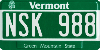 VT license plate NSK988