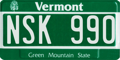VT license plate NSK990