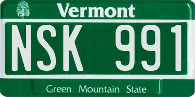 VT license plate NSK991