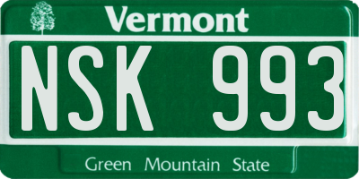 VT license plate NSK993