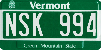 VT license plate NSK994