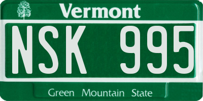 VT license plate NSK995