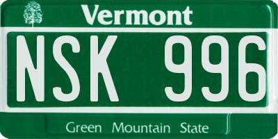 VT license plate NSK996