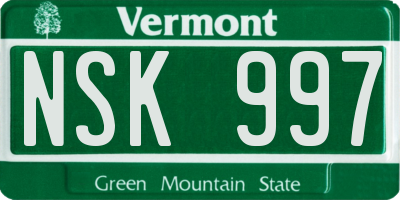 VT license plate NSK997