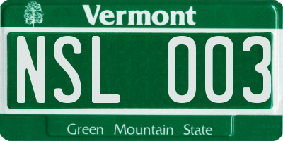 VT license plate NSL003