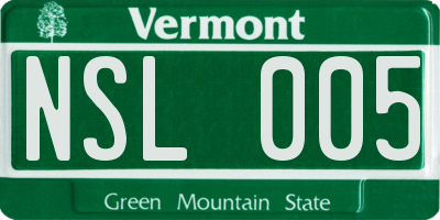 VT license plate NSL005