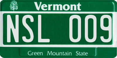 VT license plate NSL009
