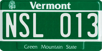 VT license plate NSL013