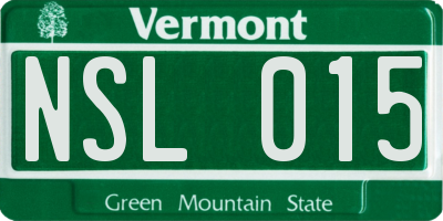VT license plate NSL015