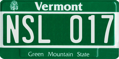VT license plate NSL017