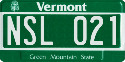 VT license plate NSL021
