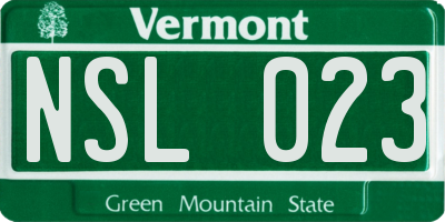 VT license plate NSL023