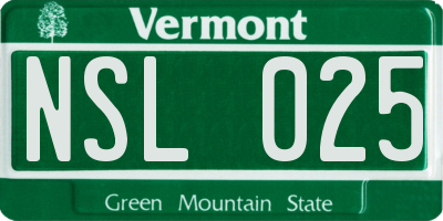 VT license plate NSL025
