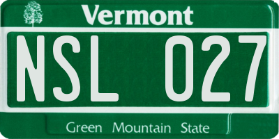 VT license plate NSL027