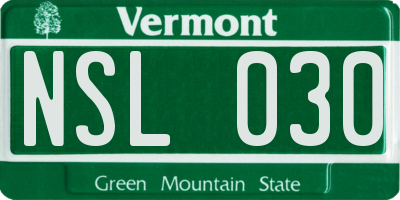 VT license plate NSL030