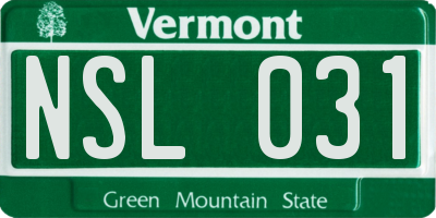 VT license plate NSL031