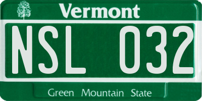 VT license plate NSL032