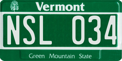 VT license plate NSL034
