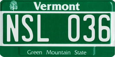 VT license plate NSL036