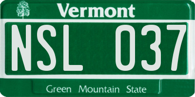 VT license plate NSL037
