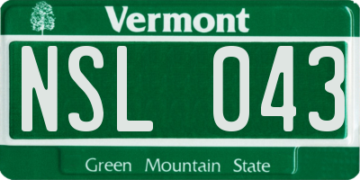 VT license plate NSL043