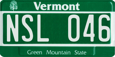 VT license plate NSL046