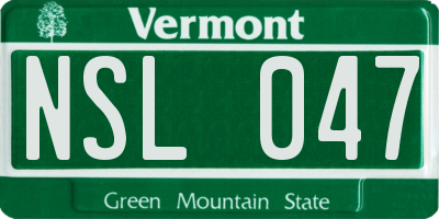 VT license plate NSL047