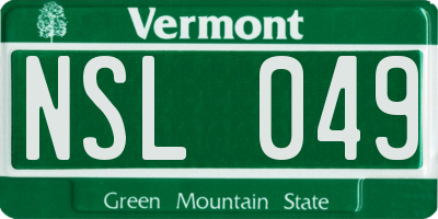 VT license plate NSL049