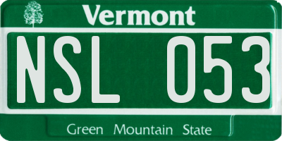 VT license plate NSL053