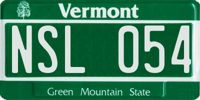 VT license plate NSL054