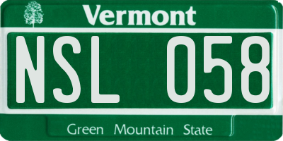 VT license plate NSL058