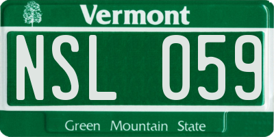 VT license plate NSL059