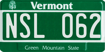 VT license plate NSL062