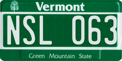 VT license plate NSL063
