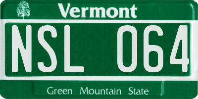 VT license plate NSL064