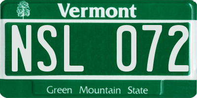 VT license plate NSL072