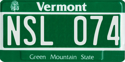 VT license plate NSL074