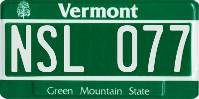 VT license plate NSL077