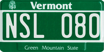 VT license plate NSL080
