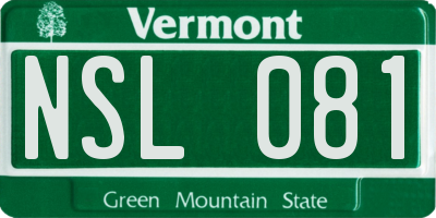 VT license plate NSL081