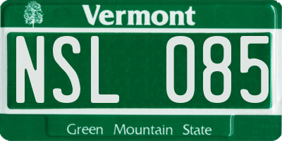 VT license plate NSL085