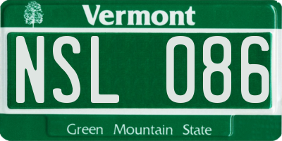 VT license plate NSL086
