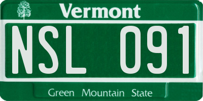 VT license plate NSL091