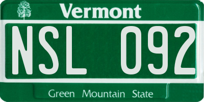 VT license plate NSL092