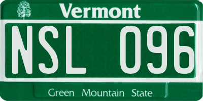 VT license plate NSL096