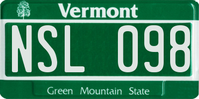 VT license plate NSL098